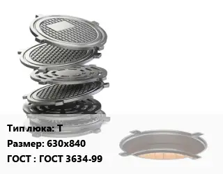 Люк чугунный Т 630х840 ГОСТ: ГОСТ 3634-99